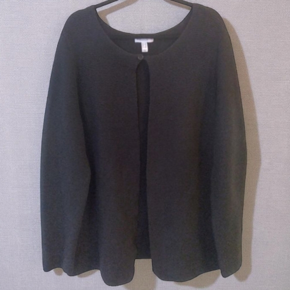 Isaac Mizrahi live | Black Ribbed Open Front Cotton blend Cardigan - Picture 1 of 7